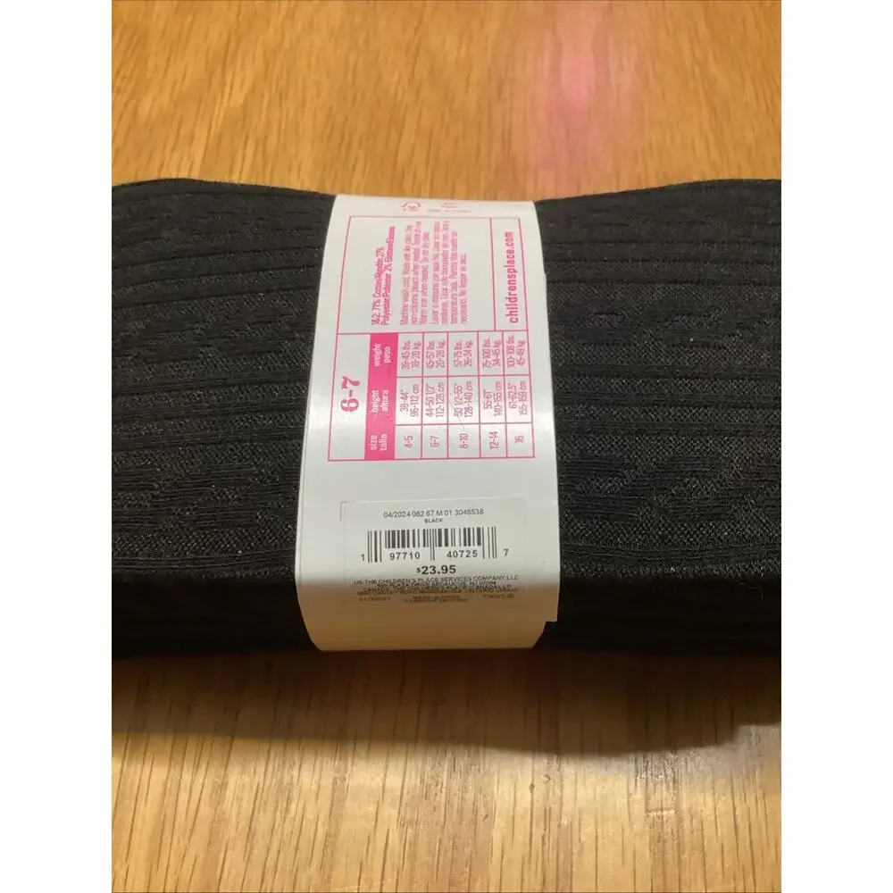 NEW The Children's Place 2-pack Black Tights Size 6-7